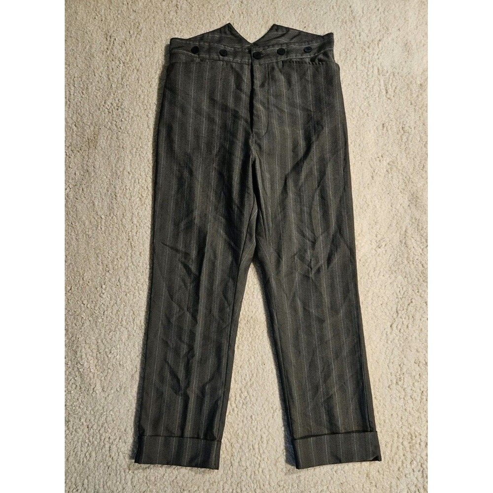 Frontier Classics Mens 36 Vintage Western Striped High Waist Suspenders Trousers